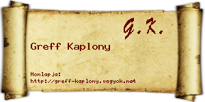 Greff Kaplony névjegykártya